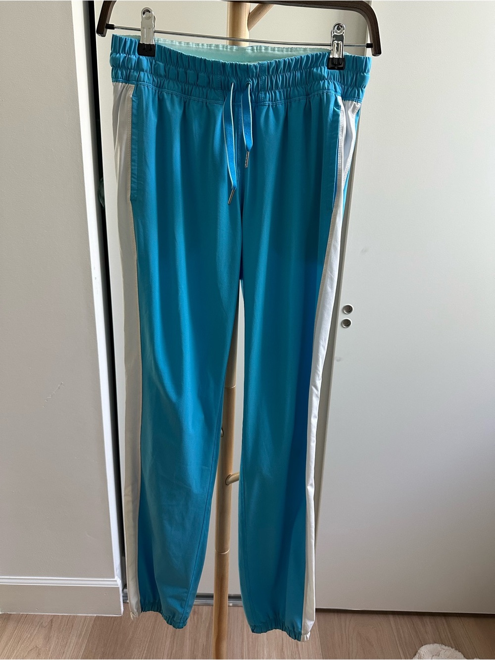 lululemon athletica blue Track Pants with White Side Stripes